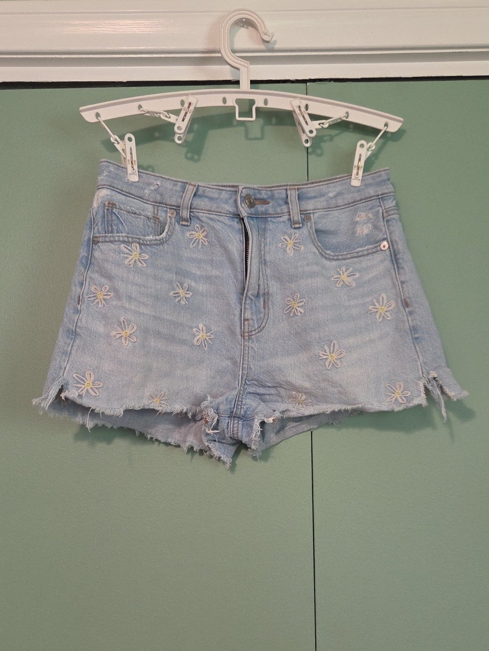 American Eagle Daisy Embroidered Mom Jean Short Size 4